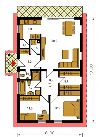 Mirror image | Floor plan of ground floor - BUNGALOW 153